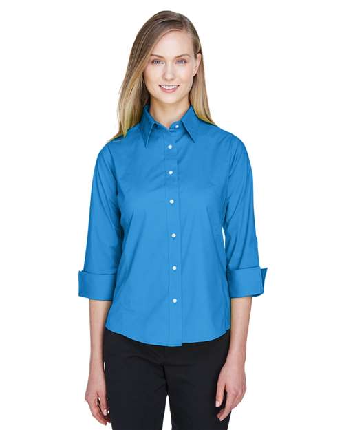 Devon & Jones Women's Perfect Fit™ Three-Quarter Sleeve Stretch Poplin Dress Shirt