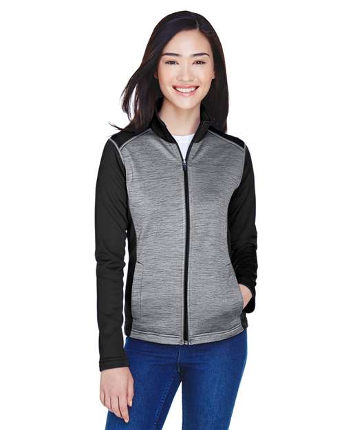 Devon & Jones Women's Newbury Colorblock Mélange Fleece Full-Zip Jacket