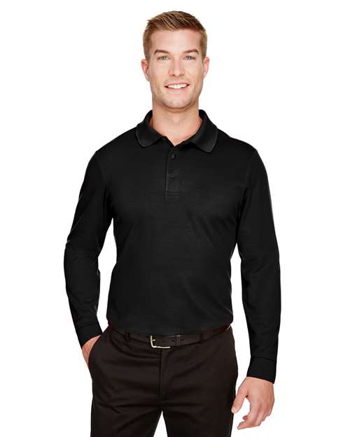 Devon & Jones Men's Tall CrownLux Performance® Plaited Long Sleeve Polo