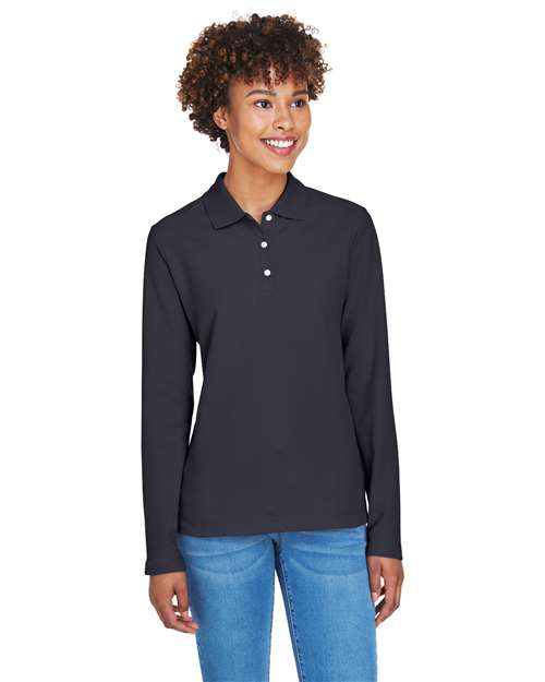 Devon & Jones Women's Pima Piqué Long Sleeve Polo