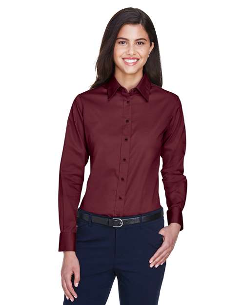 Harriton Women's Easy Blend™ Long Sleeve Twill Dress Shirt with Stain-Release