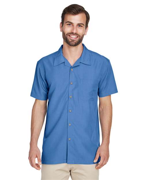 Harriton Men's Barbados Textured Camp Shirt