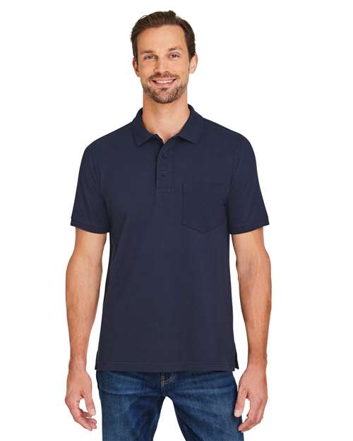 Harriton Men's Valiant Cotton Snag Protect Pocket Polo