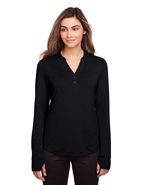 North End Women's JAQ Stretch Performance V-Neck Snap Pullover