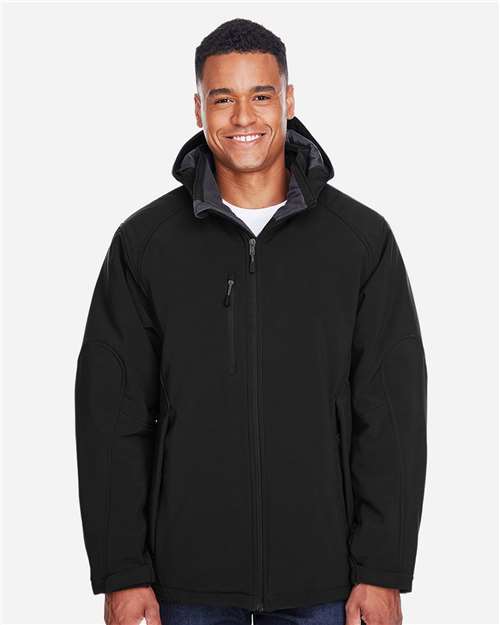 North End Men's Glacier Insulated Three-Layer Fleece Soft Shell Hood Jacket with Detachable Hood