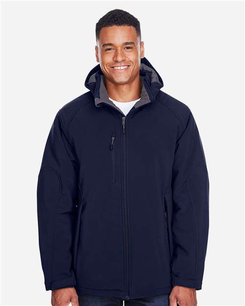 North End Men's Glacier Insulated Three-Layer Fleece Soft Shell Hood Jacket with Detachable Hood