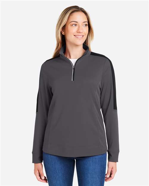CORE365 Women's Market Snag Protect Mesh Colorblock Quarter-Zip Pullover