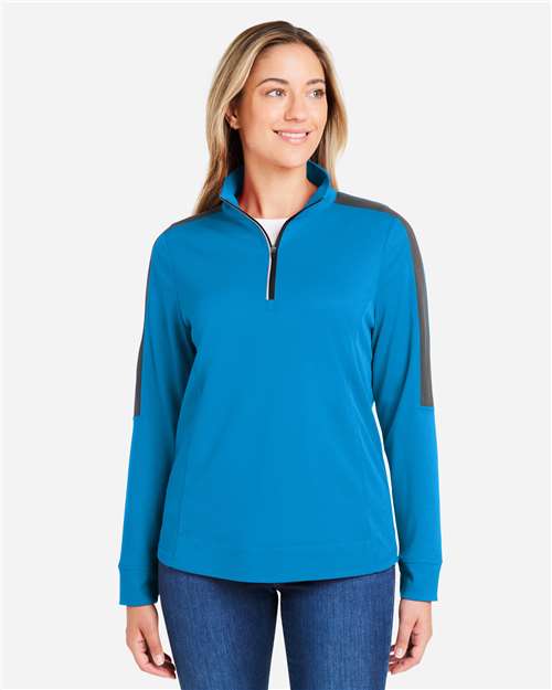 CORE365 Women's Market Snag Protect Mesh Colorblock Quarter-Zip Pullover