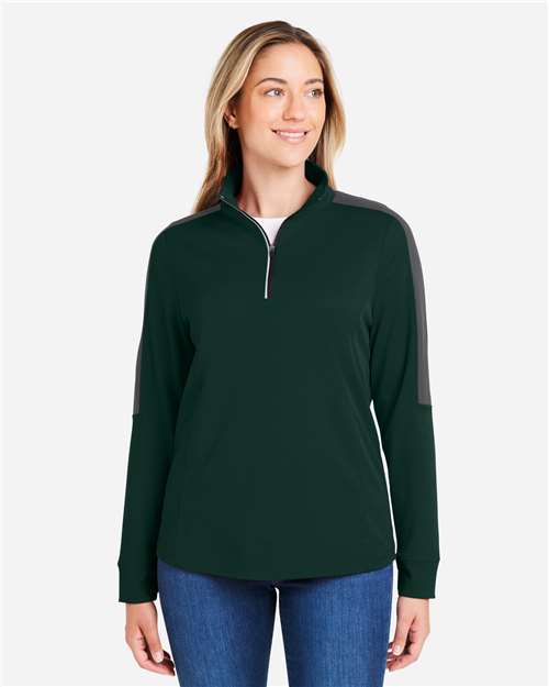 CORE365 Women's Market Snag Protect Mesh Colorblock Quarter-Zip Pullover
