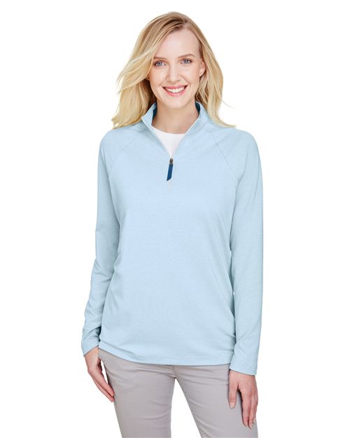 Devon & Jones Women's CrownLux Performance® Clubhouse Micro-Stripe Quarter-Zip Pullover