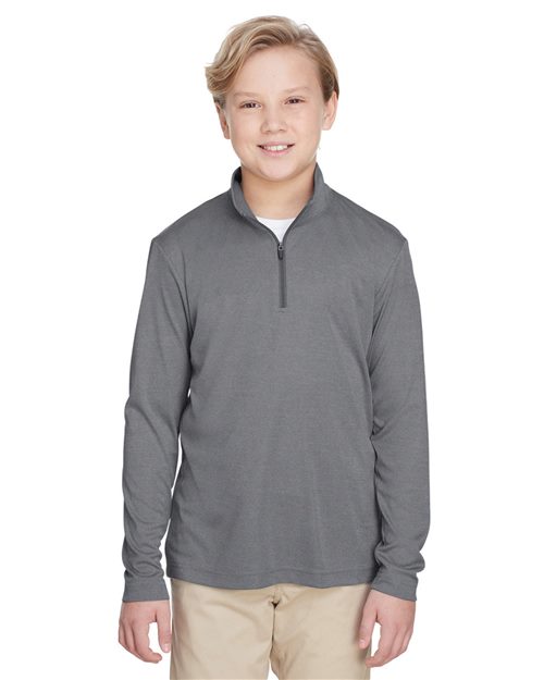 Team 365 Youth Zone Sonic Heather Performance Quarter-Zip Pullolver