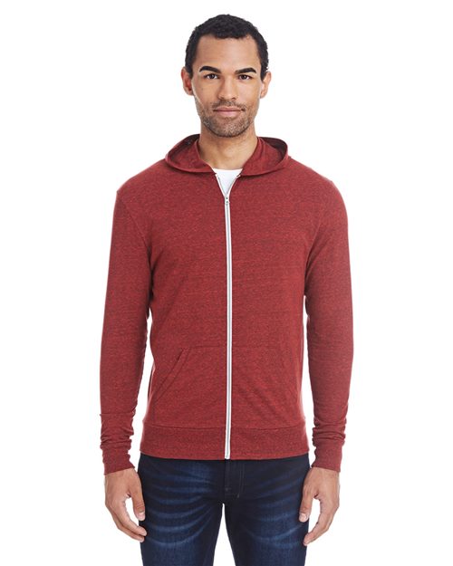 Threadfast Apparel Unisex Triblend Full-Zip Lightweight Hooded Sweatshirt
