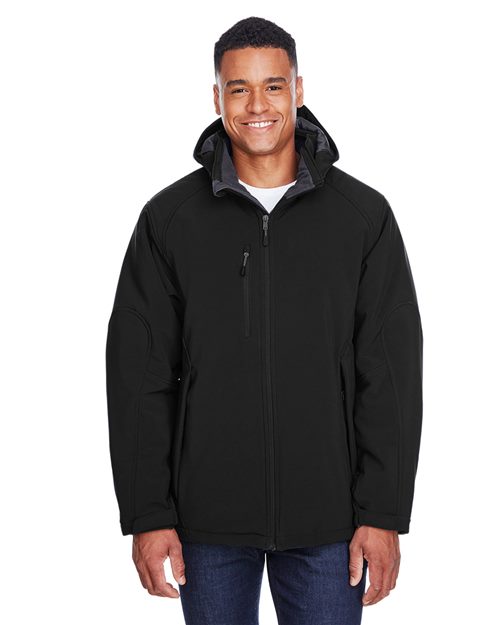 North End Men's Glacier Insulated Three-Layer Fleece Soft Shell Hood Jacket with Detachable Hood