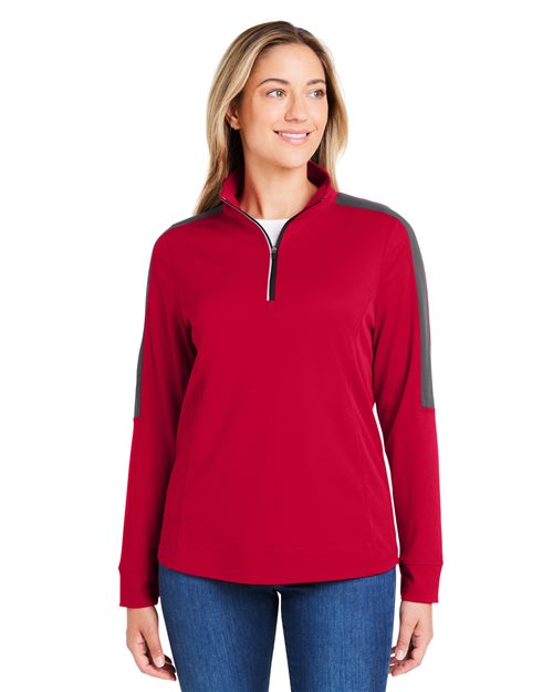 CORE365 Women's Market Snag Protect Mesh Colorblock Quarter-Zip Pullover