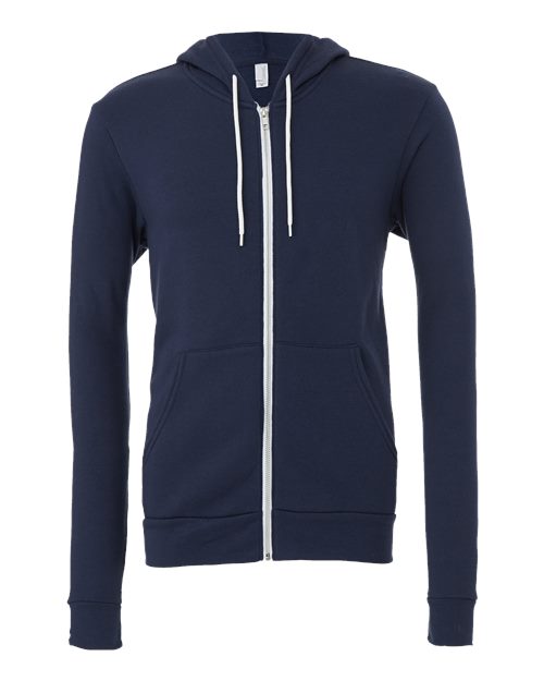 BELLA + CANVAS Unisex Sponge Fleece Full-Zip Hoodie Sweatshirt - Navy