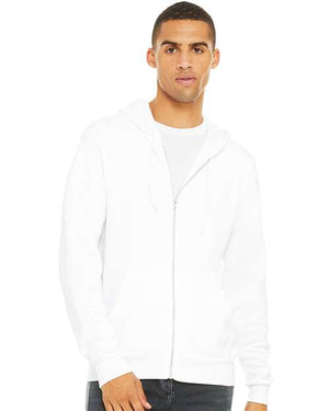 BELLA + CANVAS Unisex Sponge Fleece Full-Zip Hoodie Sweatshirt - White