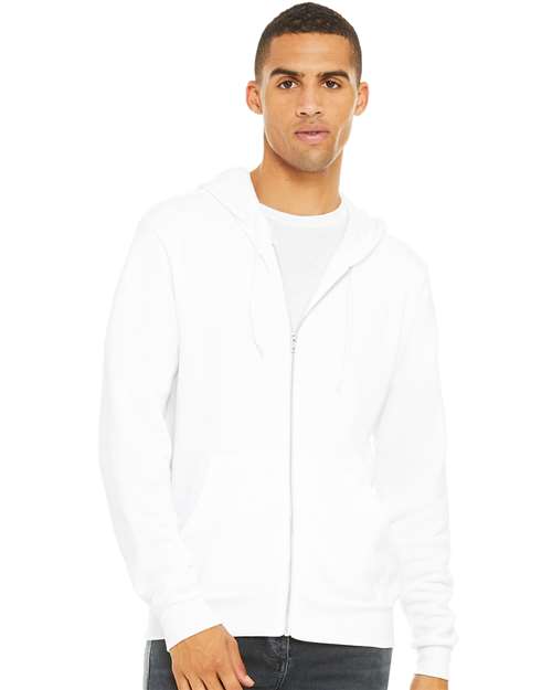 BELLA + CANVAS Unisex Sponge Fleece Full-Zip Hoodie Sweatshirt - White