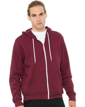 BELLA + CANVAS Unisex Sponge Fleece Full-Zip Hoodie Sweatshirt - Maroon