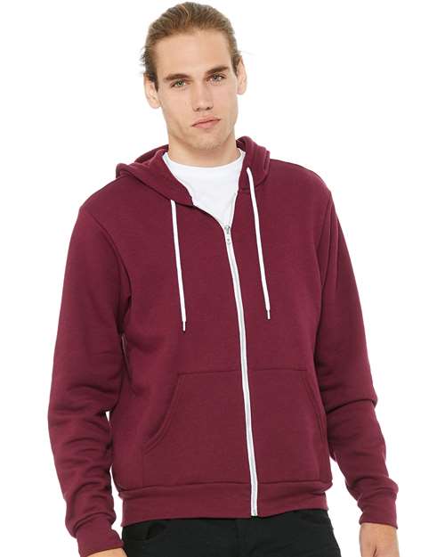 BELLA + CANVAS Unisex Sponge Fleece Full-Zip Hoodie Sweatshirt - Maroon