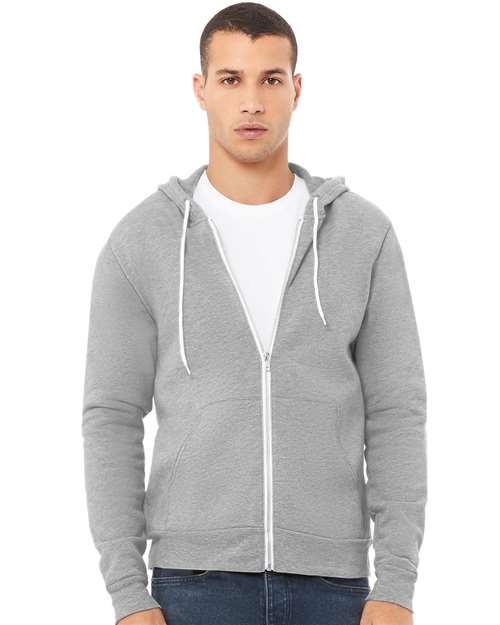 BELLA + CANVAS Unisex Sponge Fleece Full-Zip Hoodie Sweatshirt - Ash