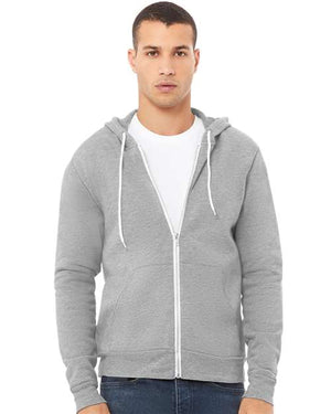 BELLA + CANVAS Unisex Sponge Fleece Full-Zip Hoodie Sweatshirt - Athletic Heather