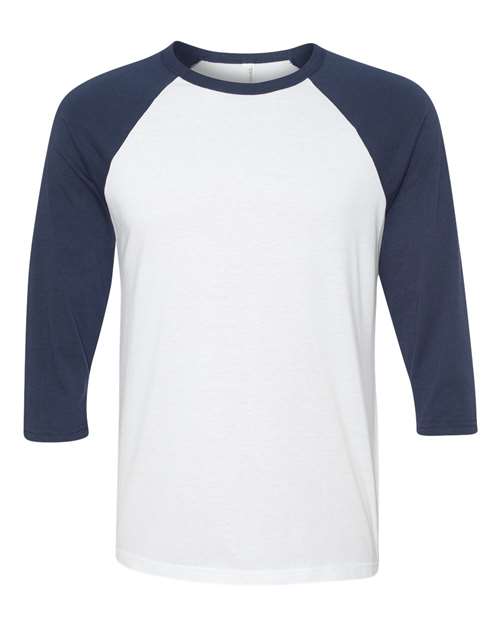 BELLA + CANVAS Unisex Three-Quarter Sleeve Baseball Tee