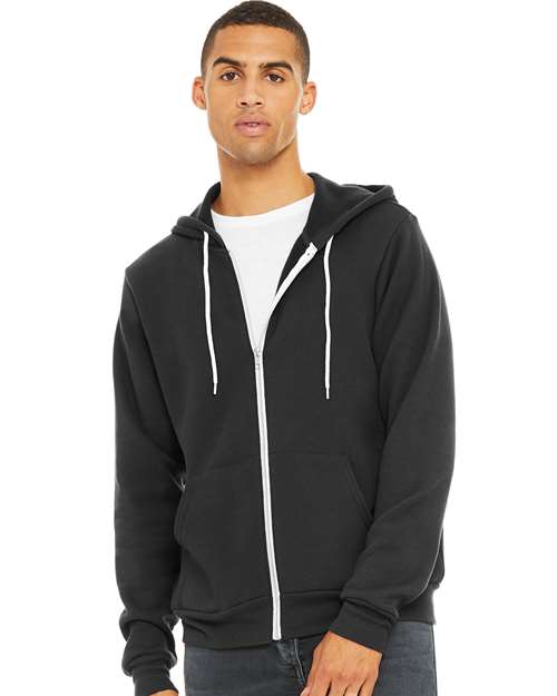 BELLA + CANVAS Unisex Sponge Fleece Full-Zip Hoodie Sweatshirt - Dark Grey