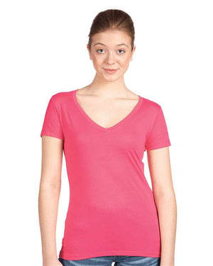 Next Level Women's Ideal V-Neck T-Shirt - Hot Pink