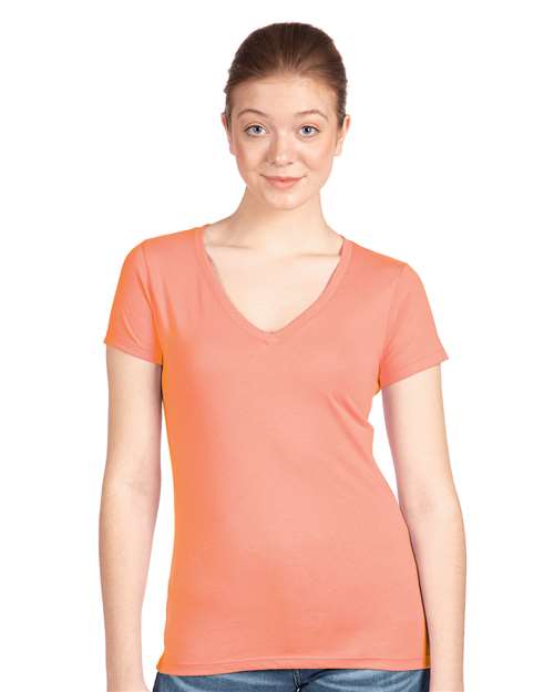 Next Level Women's Ideal V-Neck T-Shirt - Light Orange