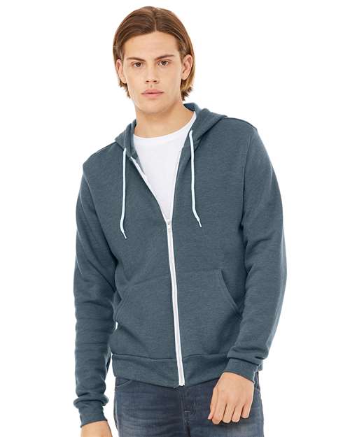 BELLA + CANVAS Unisex Sponge Fleece Full-Zip Hoodie Sweatshirt - Heather Slate