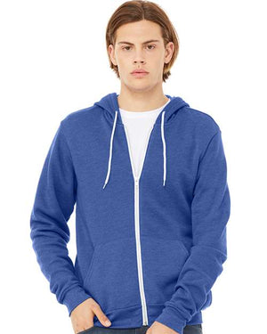 BELLA + CANVAS Unisex Sponge Fleece Full-Zip Hoodie Sweatshirt - Heather True Royal