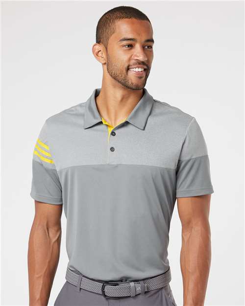 Adidas Men's Heathered 3-Stripes Colorblocked Polo