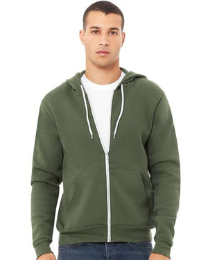 BELLA + CANVAS Unisex Sponge Fleece Full-Zip Hoodie Sweatshirt - Military Green