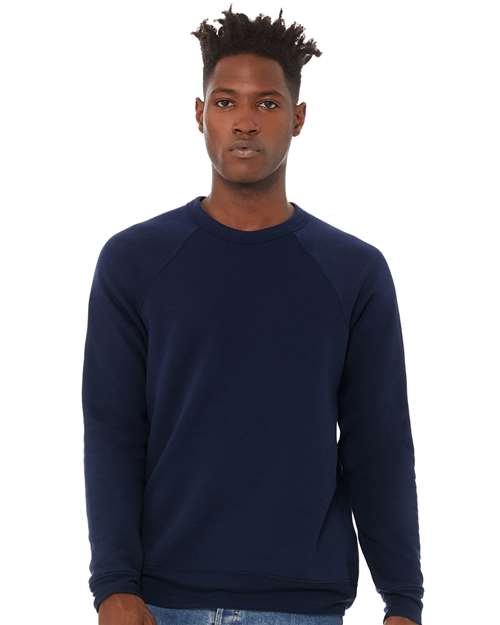 BELLA + CANVAS Unisex Sponge Fleece Raglan Crewneck Sweatshirt - Navy