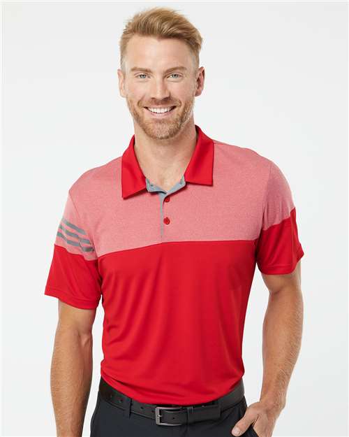 Adidas Men's Heathered 3-Stripes Colorblocked Polo