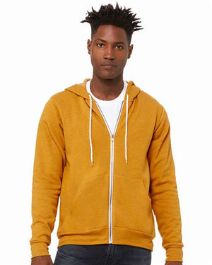 BELLA + CANVAS Unisex Sponge Fleece Full-Zip Hoodie Sweatshirt - Heather Mustard