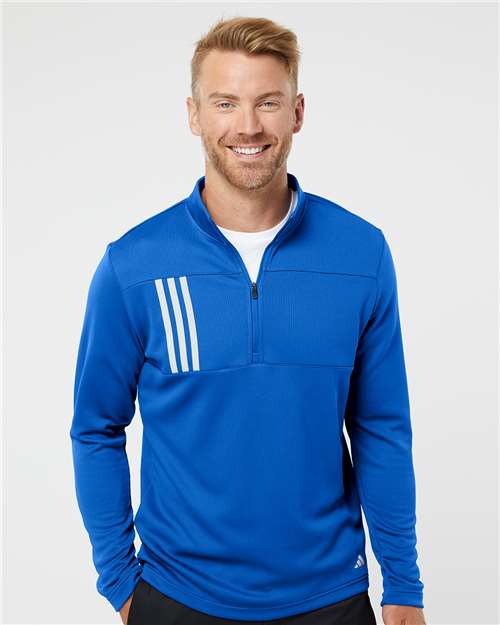 Adidas Men's 3-Stripes Double-Knit Quarter-Zip Pullover