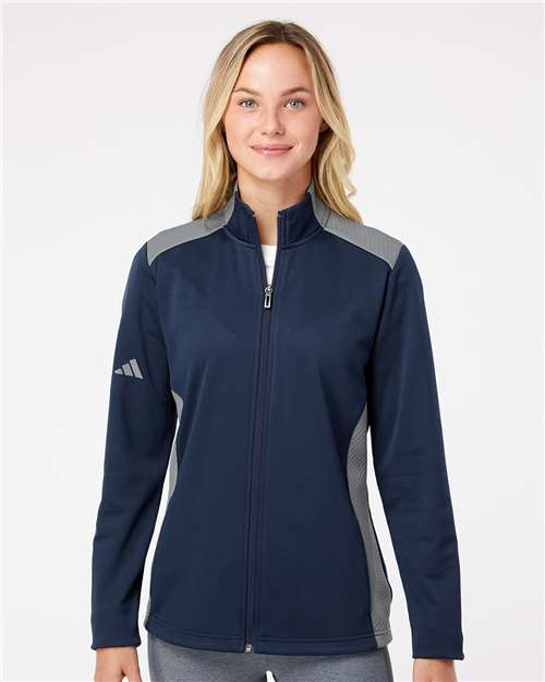 Adidas Women's Textured Mixed Media Full-Zip Jacket